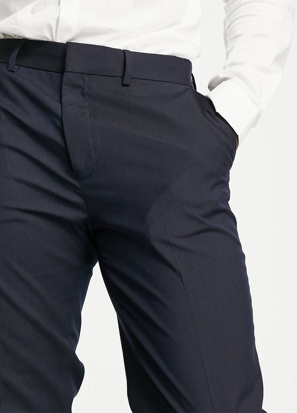 Темно-синие классические демисезонные зауженные брюки Asos