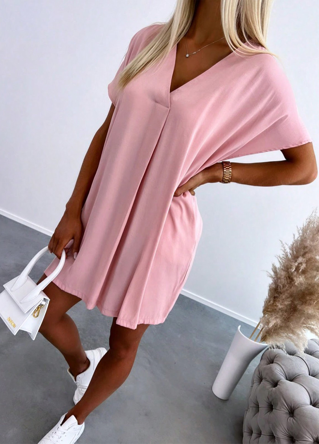 Світло-рожева кежуал, пляжна сукня а-силует SHEIN однотонна