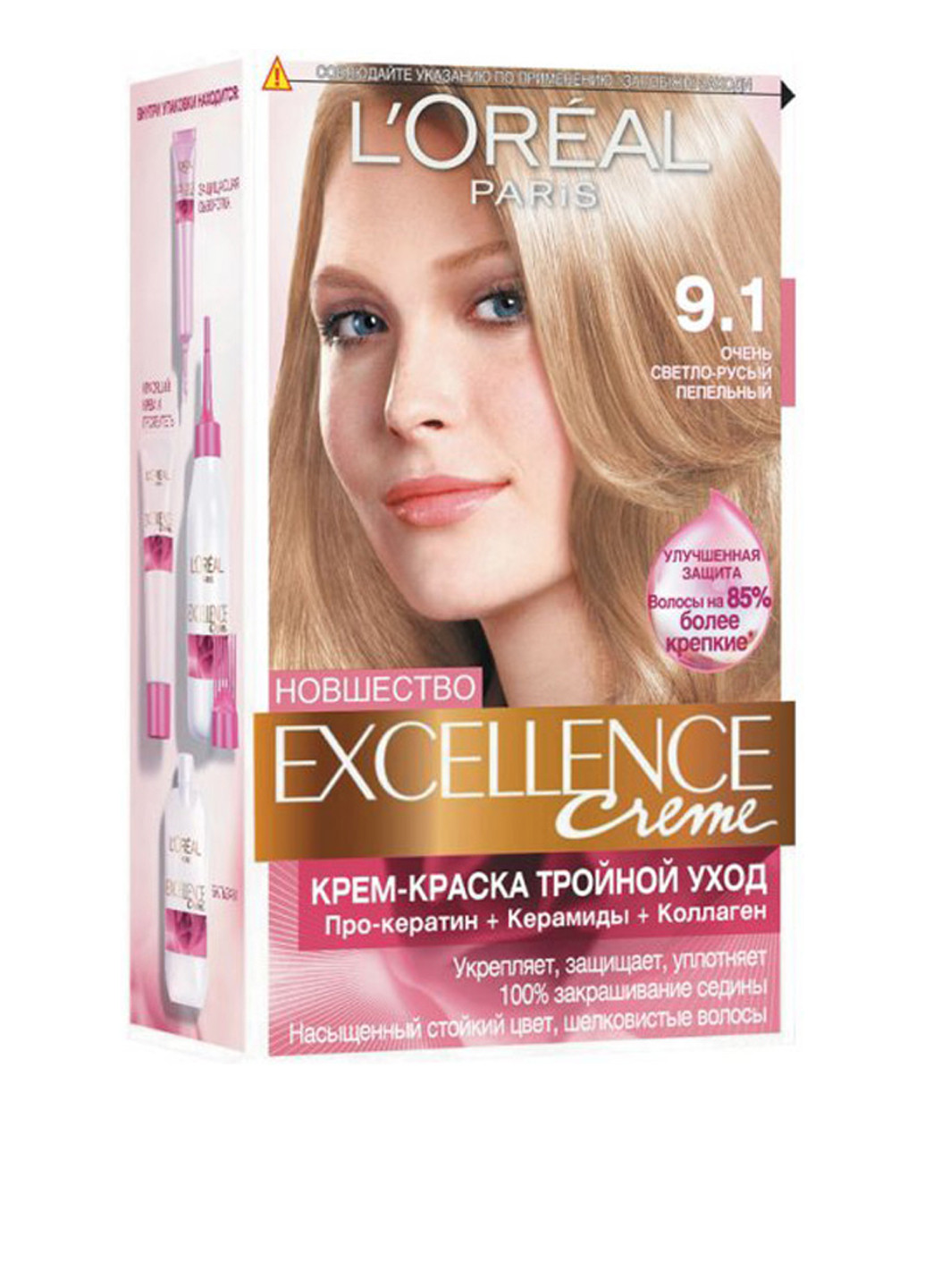 Краска для волос L'Oreal Excellence 9.1 Очень светло-русый пепельный L'Oreal Paris (88094796)