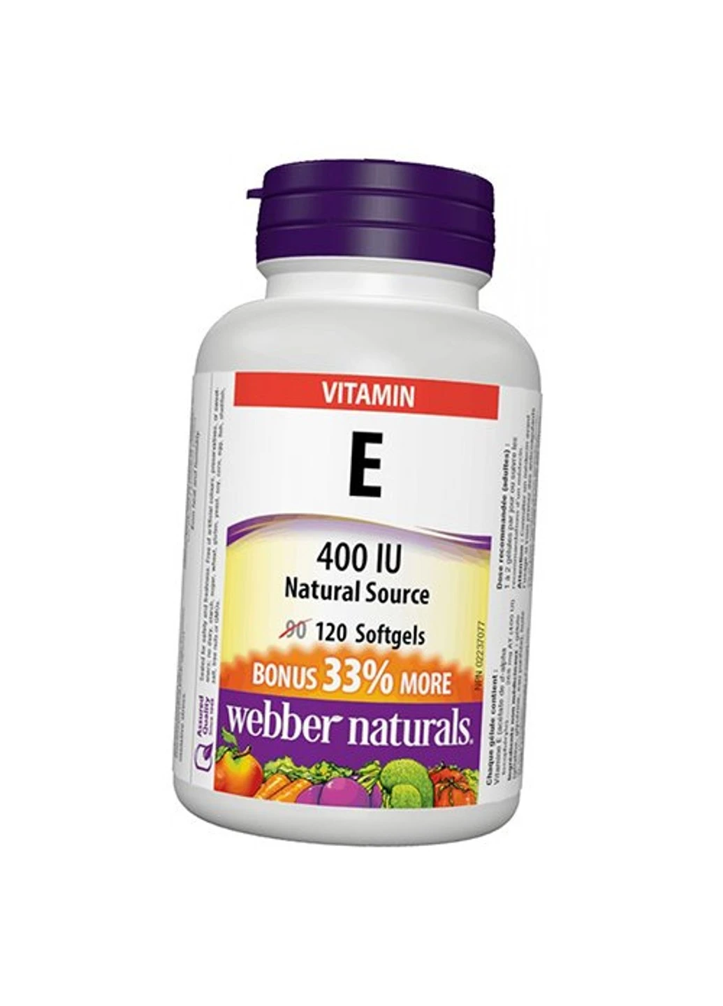 Вітамін Е Vitamin E 400 IU 120 капсул Webber Naturals (255409531)