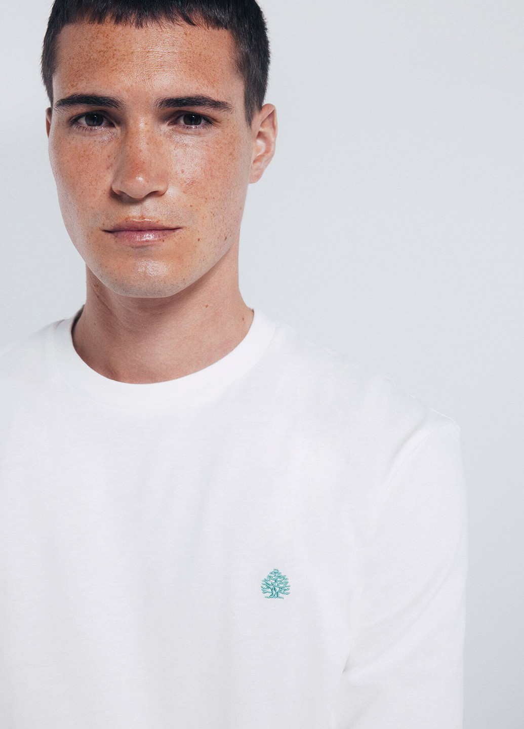 Лонгслів Springfield однотонний білий кежуали бавовна, трикотаж