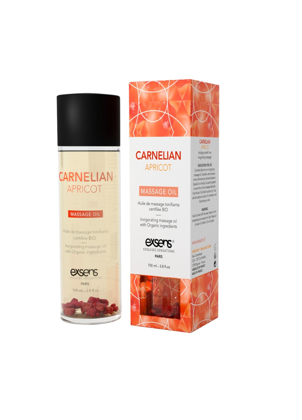 Массажное масло Carnelian Apricot (бодрящее с сердоликом) 100мл, натуральное Exsens (255169309)