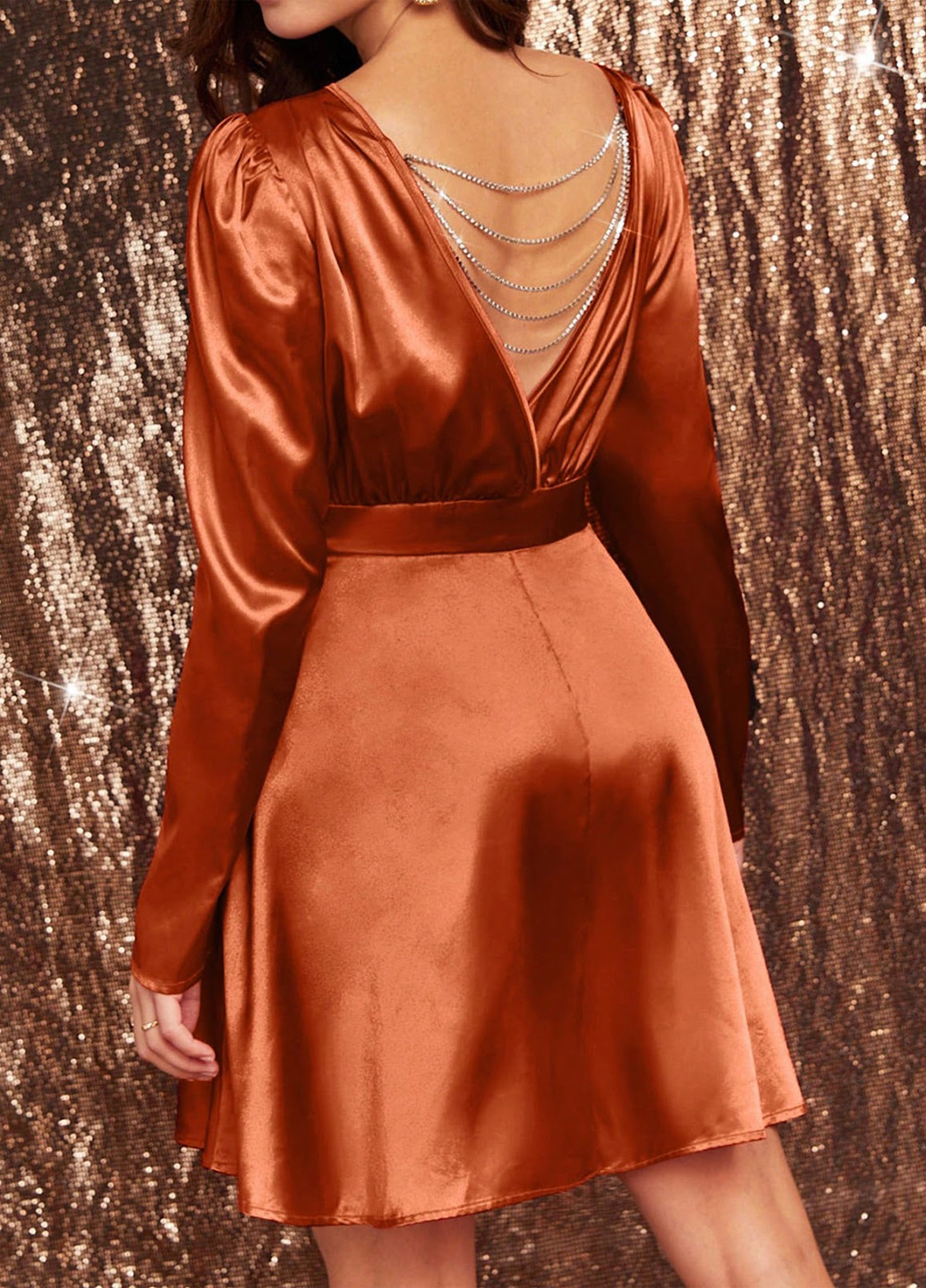 Розово-коричневое кэжуал, коктейльное платье с открытой спиной, клеш SHEIN однотонное