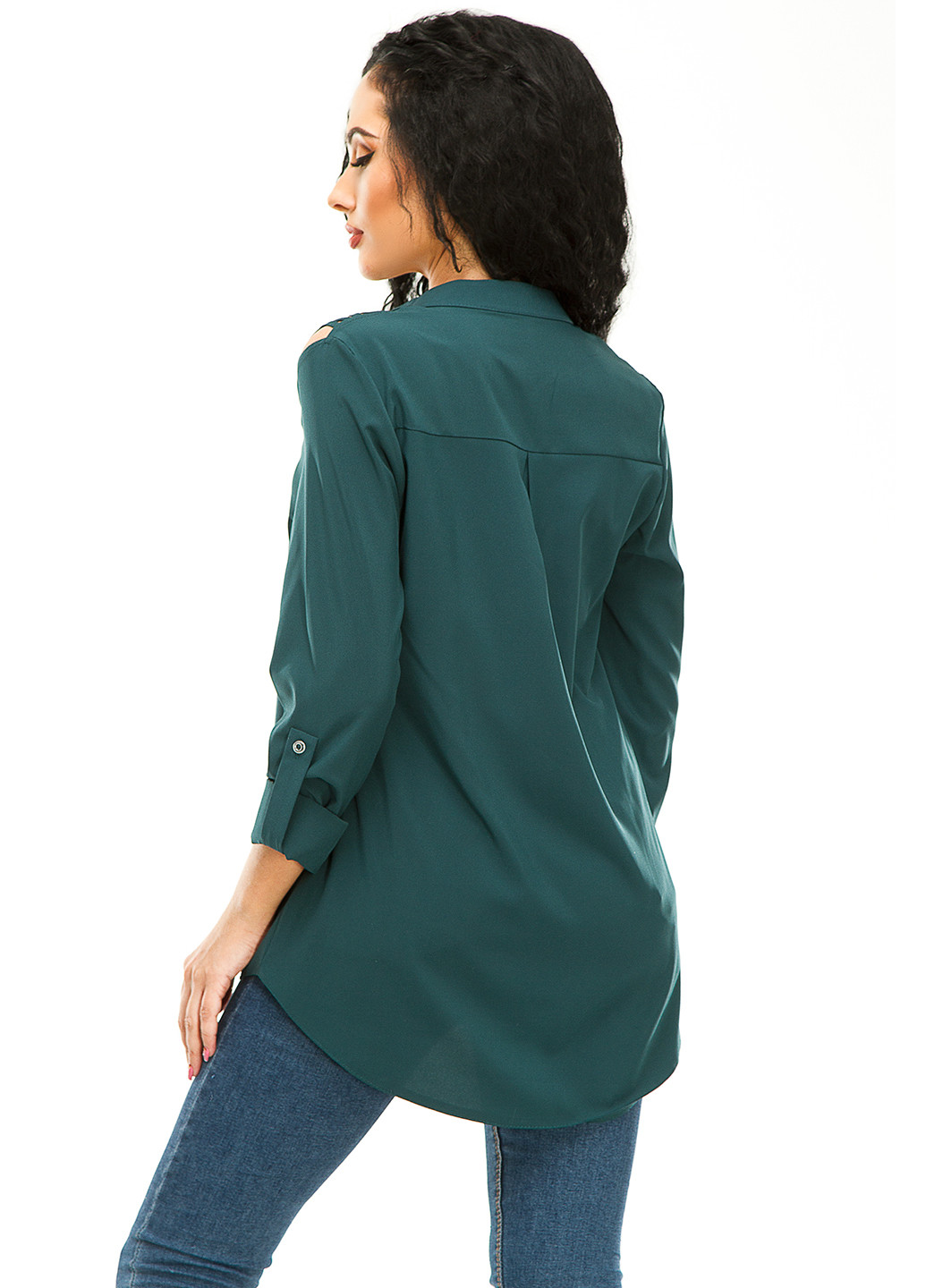 Бутылочная зеленая демисезонная блуза Demma