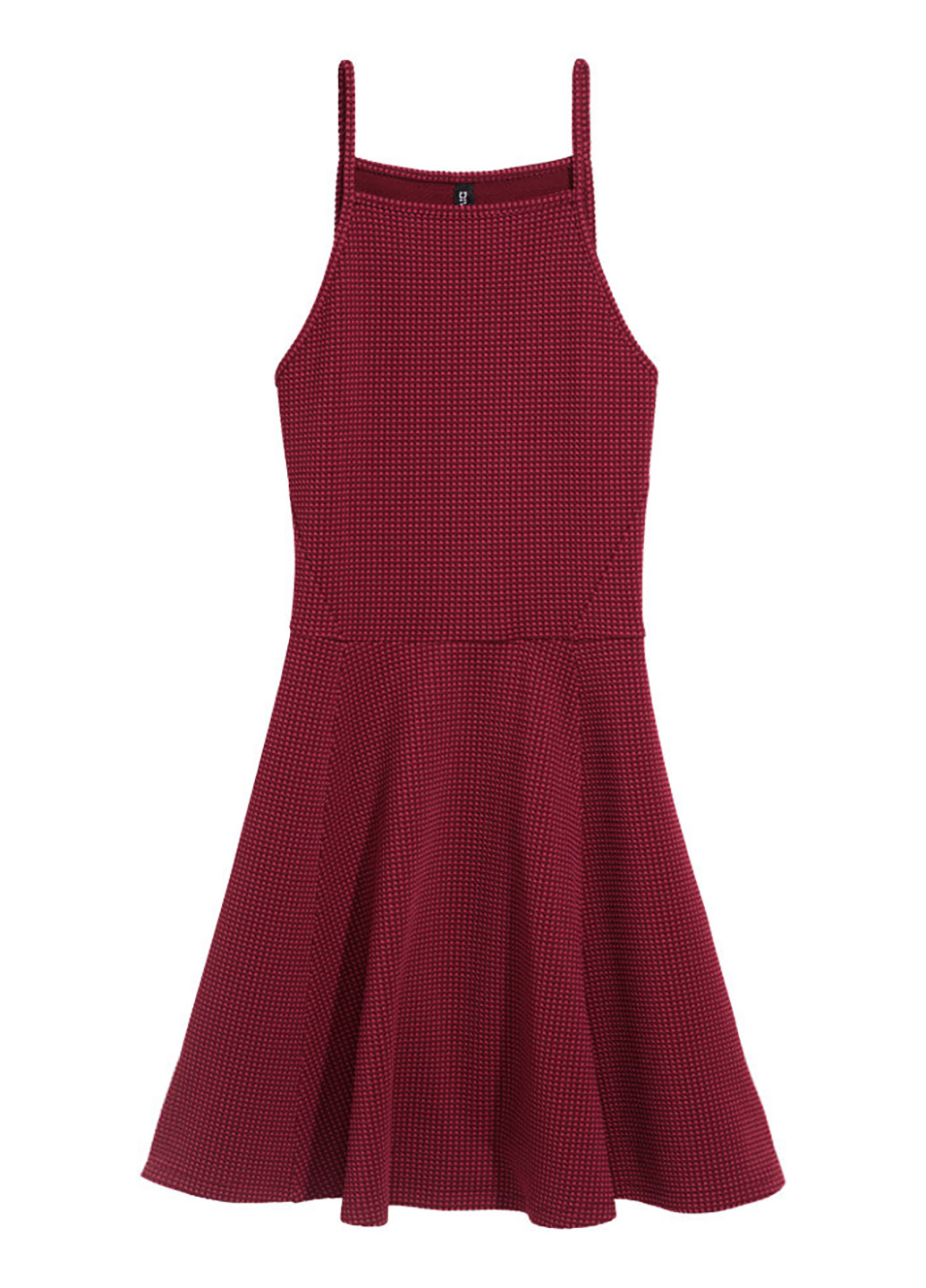 Бордовое кэжуал платье клеш H&M с абстрактным узором