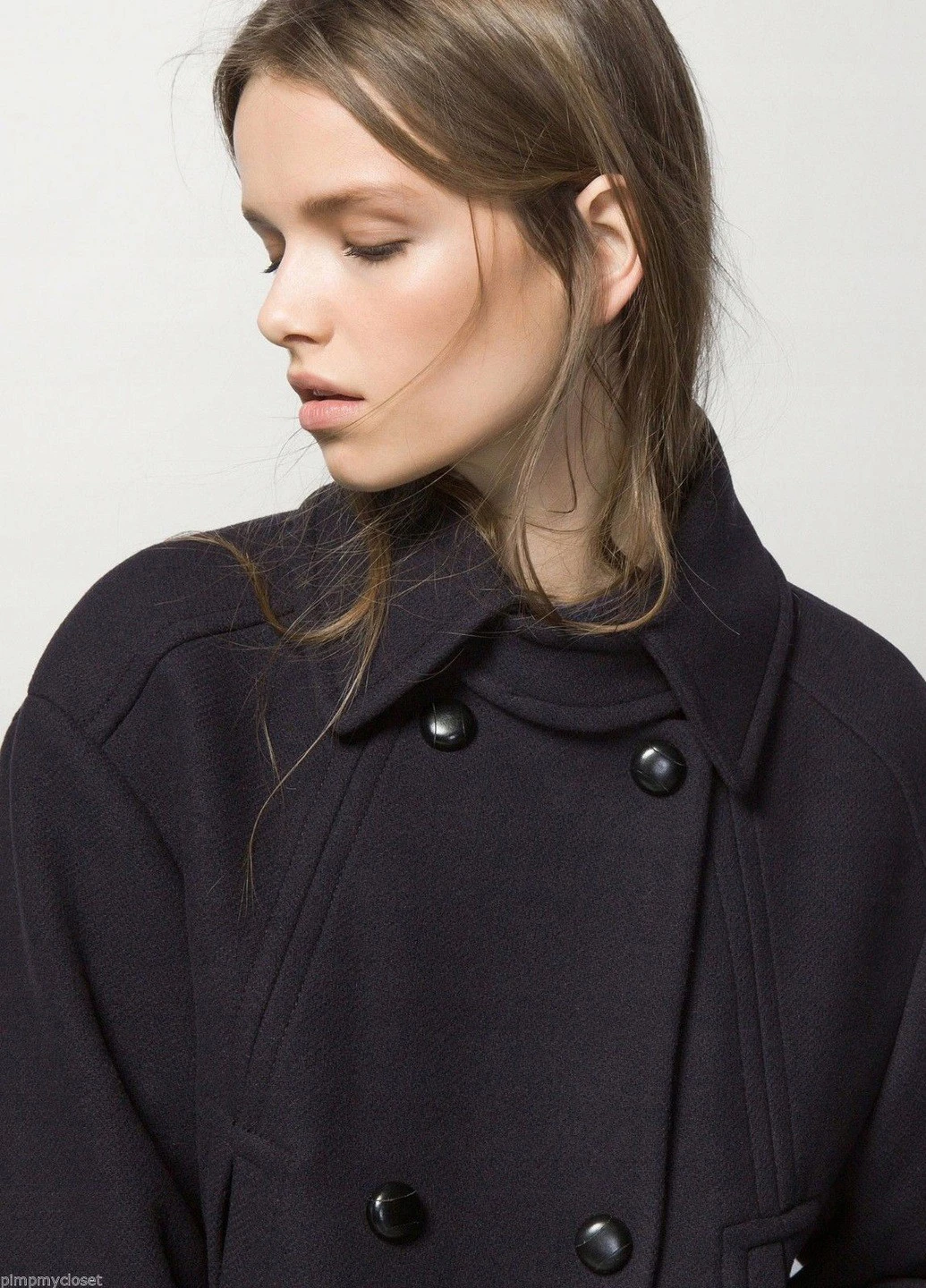 Темно-синє демісезонне Пальто Massimo Dutti
