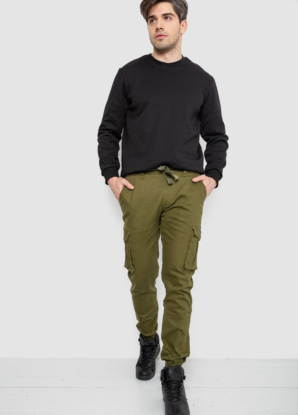 Хаки кэжуал демисезонные карго брюки Ager