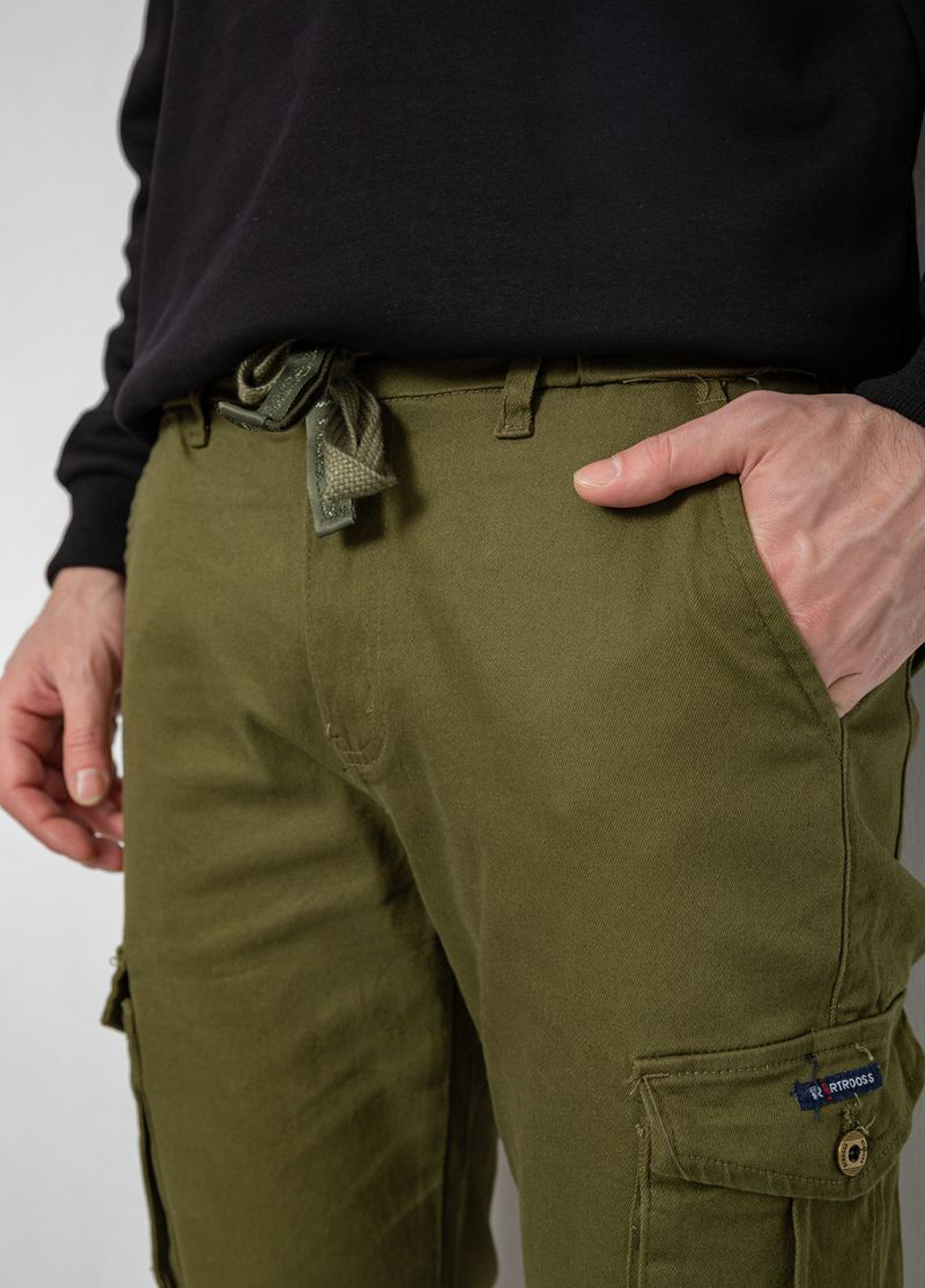Хаки кэжуал демисезонные карго брюки Ager