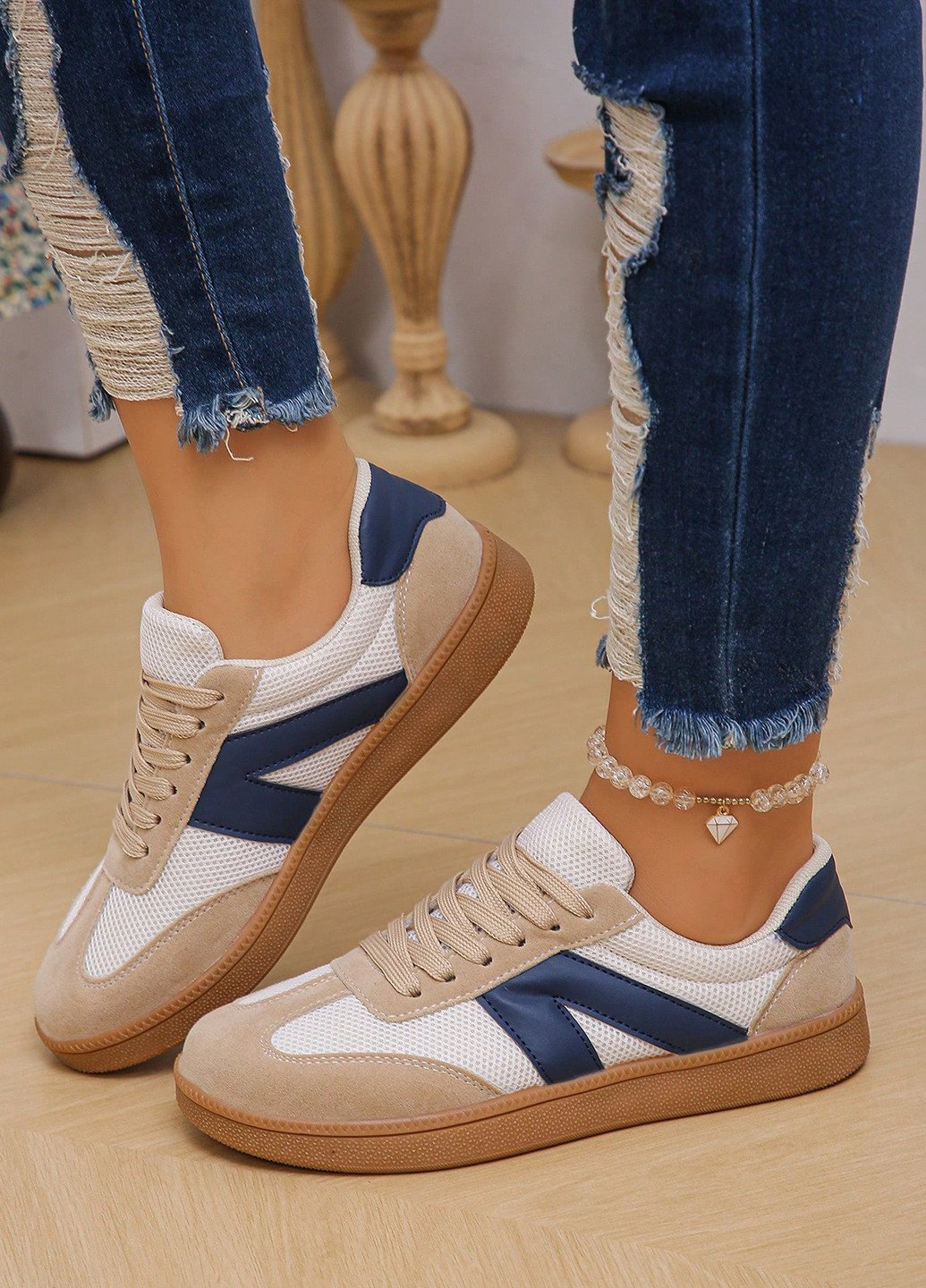 Кроссовки SHEIN бежевые демисезоны (338186995)