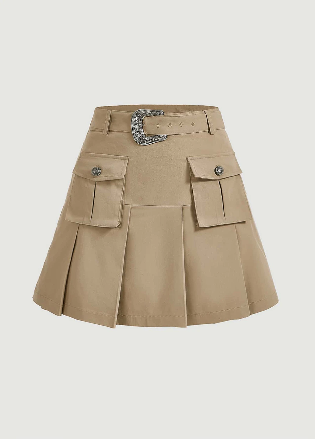 Оливковая (хаки) кэжуал однотонная юбка SHEIN плиссе