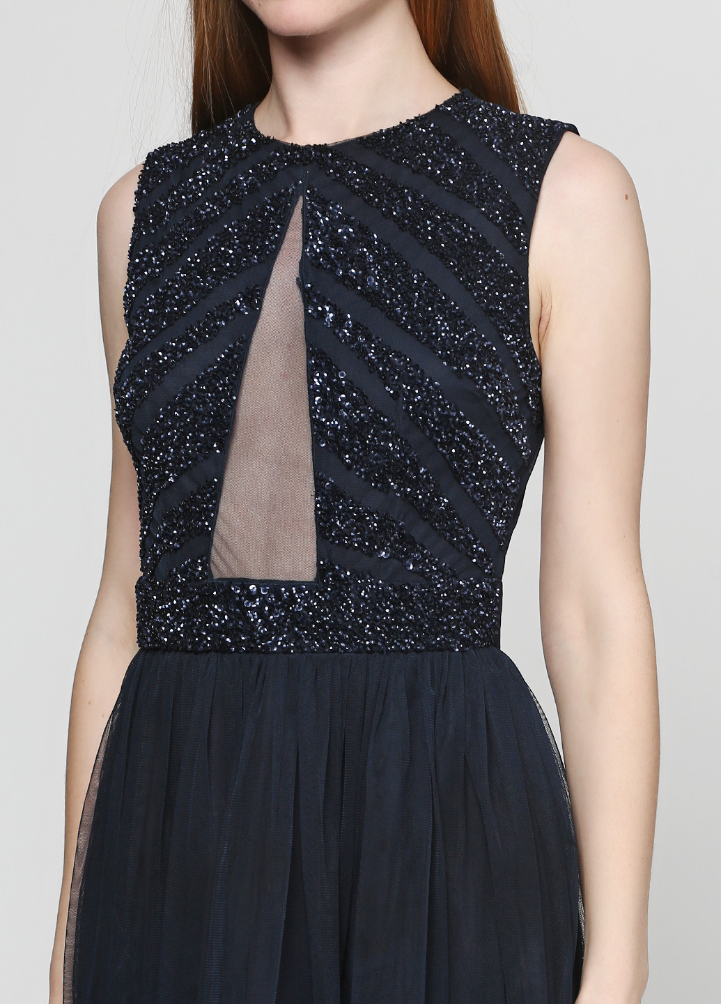 Темно-синее коктейльное платье Lace & Beads однотонное