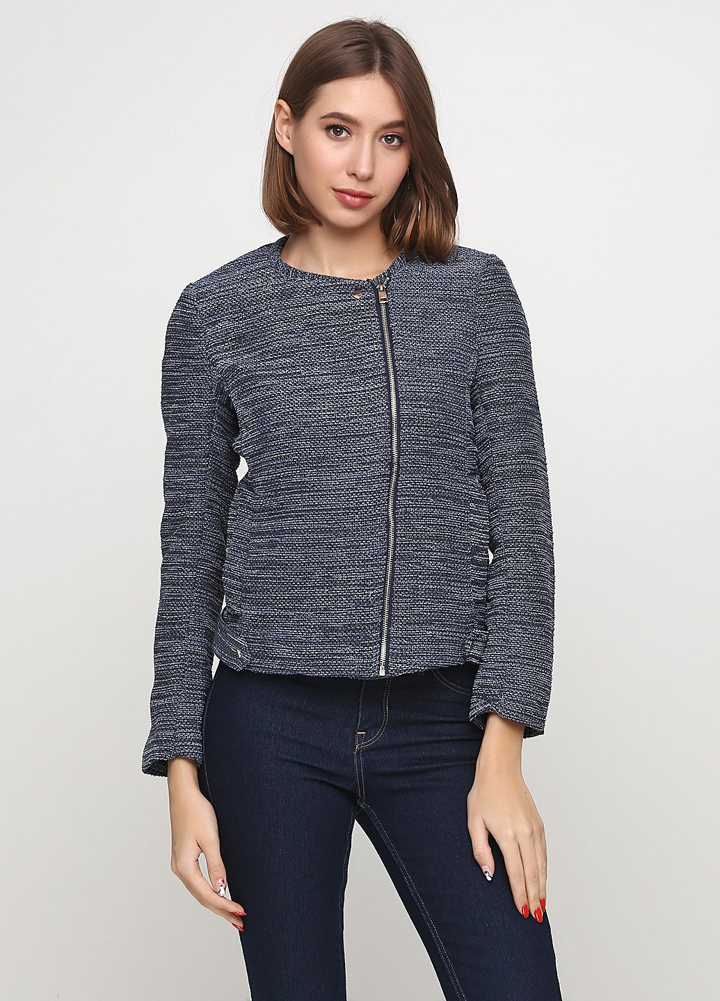 Синий женский жакет H&M меланжевый - демисезонный
