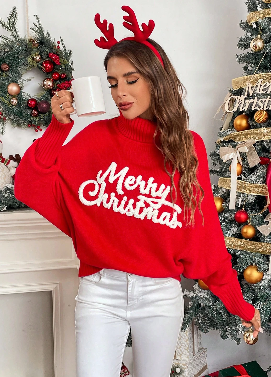Червоний зимовий светр SHEIN