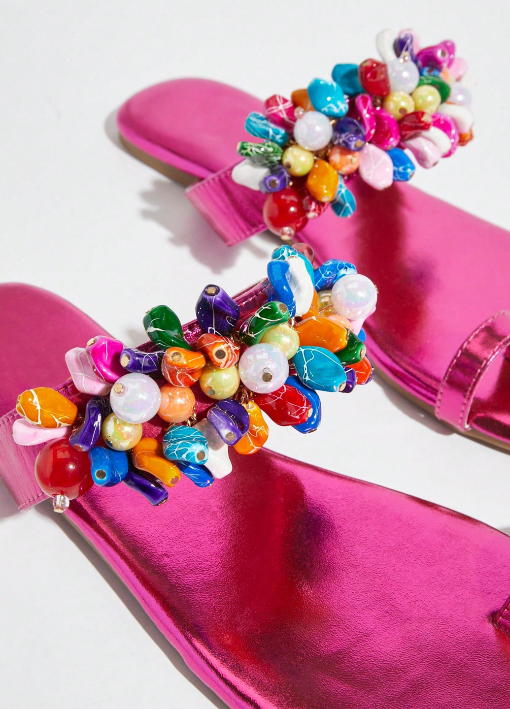 Малиновые кэжуал шлепанцы SHEIN с аппликацией