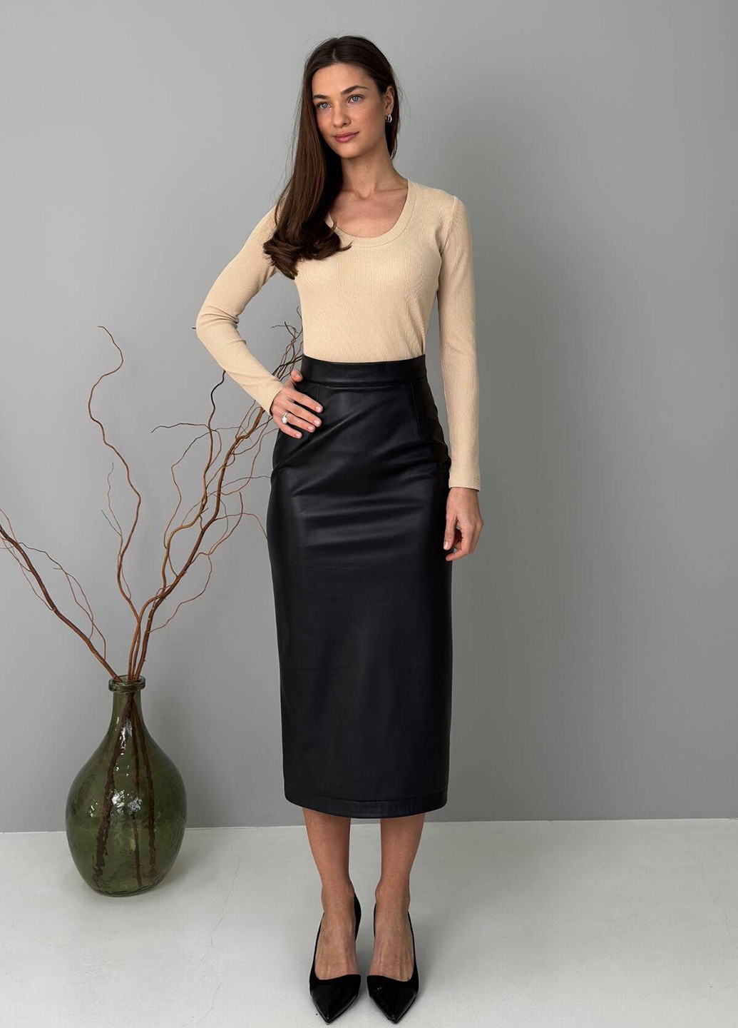 Черная кэжуал однотонная юбка No Brand карандаш