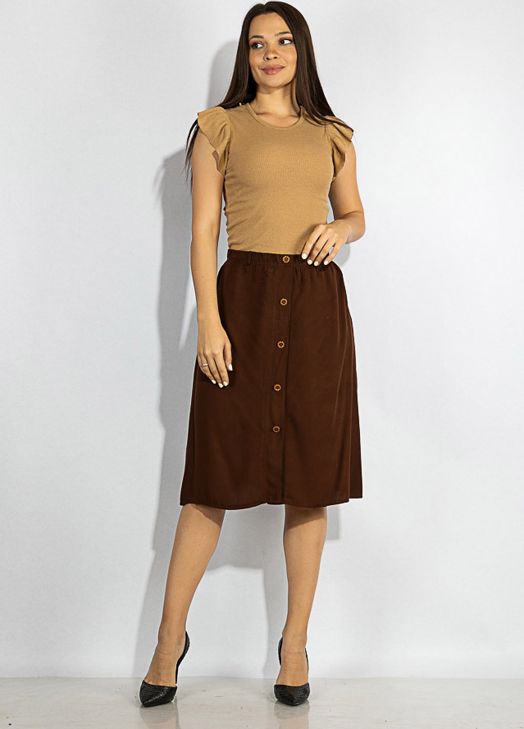 Темно-коричневая кэжуал однотонная юбка Time of Style