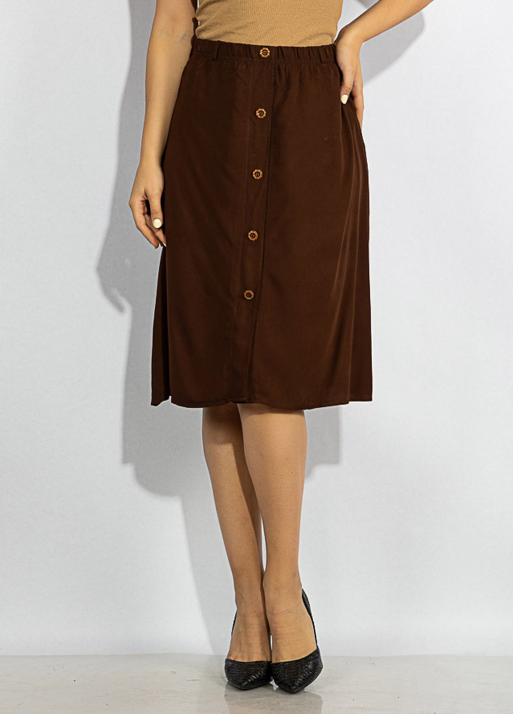 Темно-коричневая кэжуал однотонная юбка Time of Style
