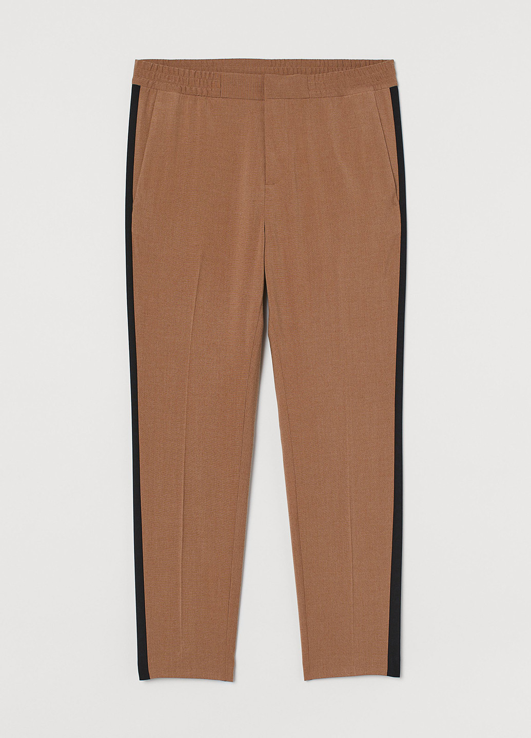 Темно-бежевые кэжуал демисезонные зауженные, укороченные брюки H&M