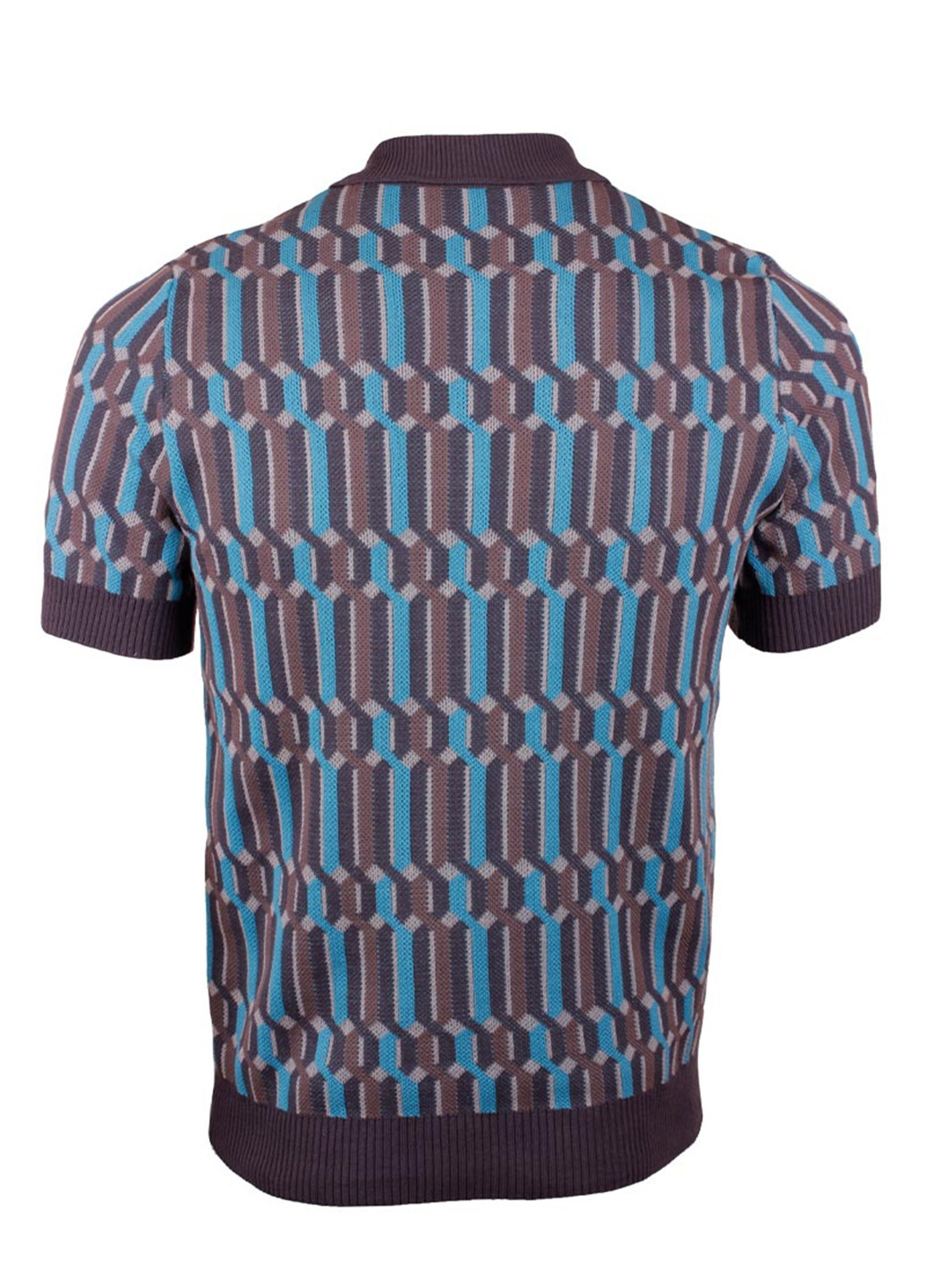Коричневая футболка-поло для мужчин VD One с геометрическим узором