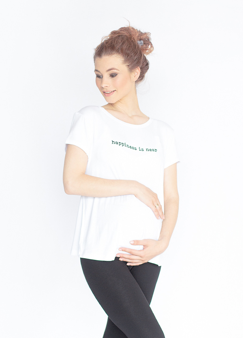 Біла всесезон футболка для вагітних Мамин Дом