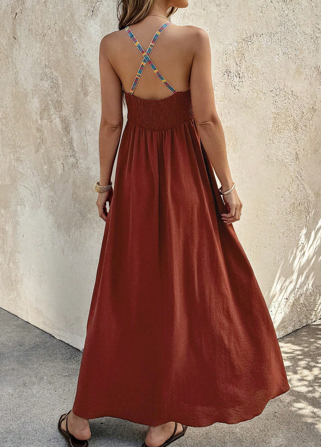 Летний женский сарафан SHEIN однотонный