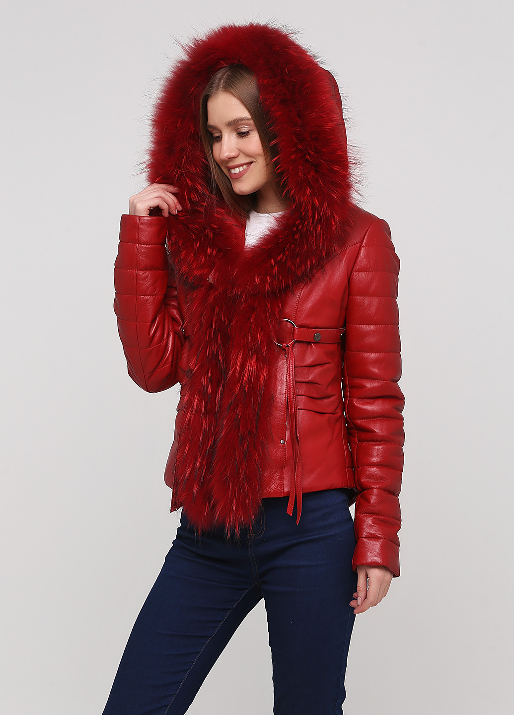 Червона демісезонна куртка Leather Factory