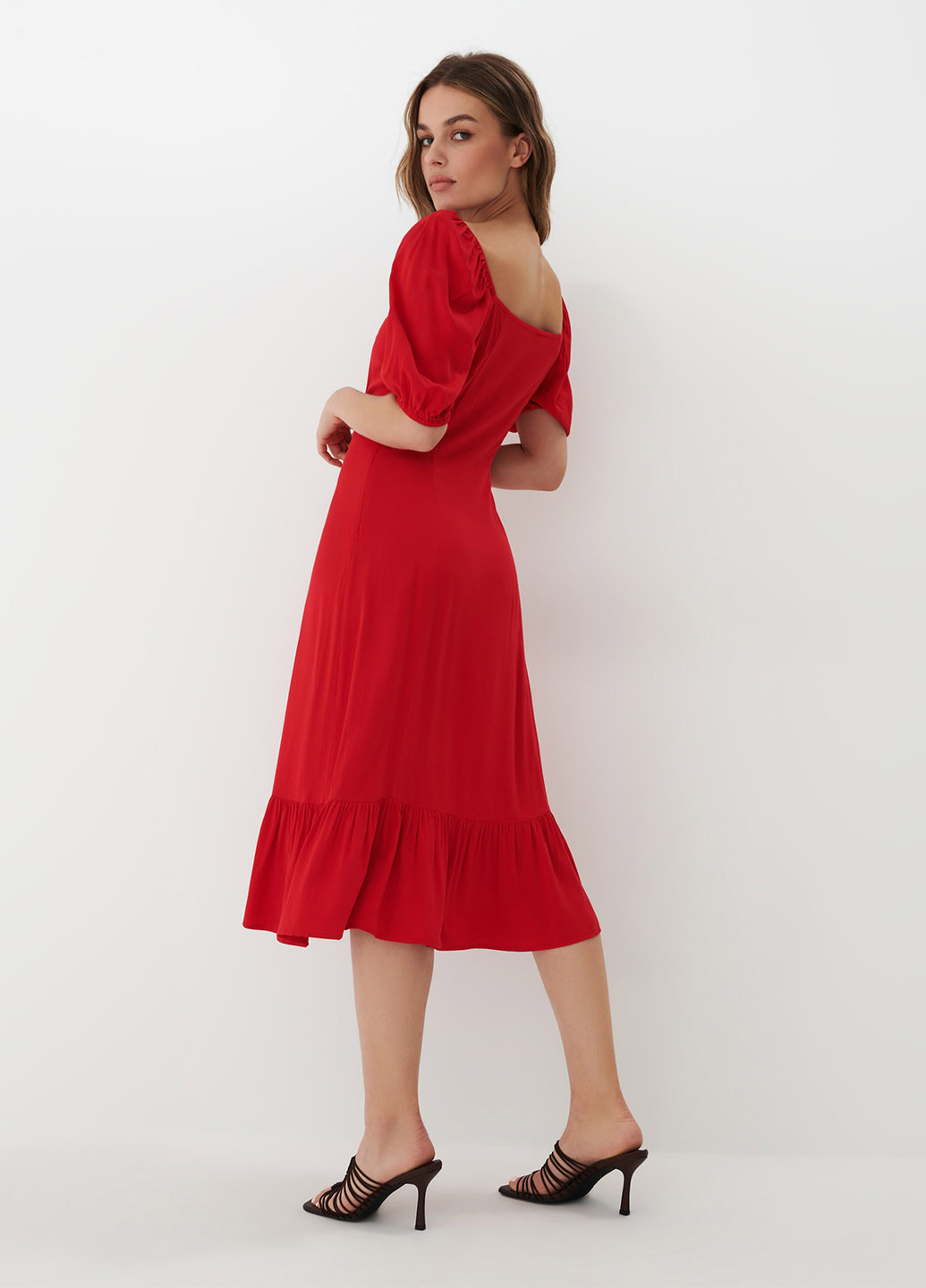 Темно-красное кэжуал платье Mohito однотонное