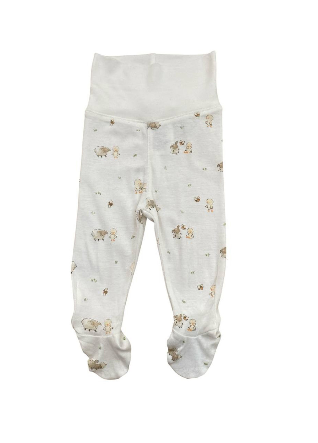 H&M ползунки рисунок белый домашний хлопок, трикотаж производство - Индия