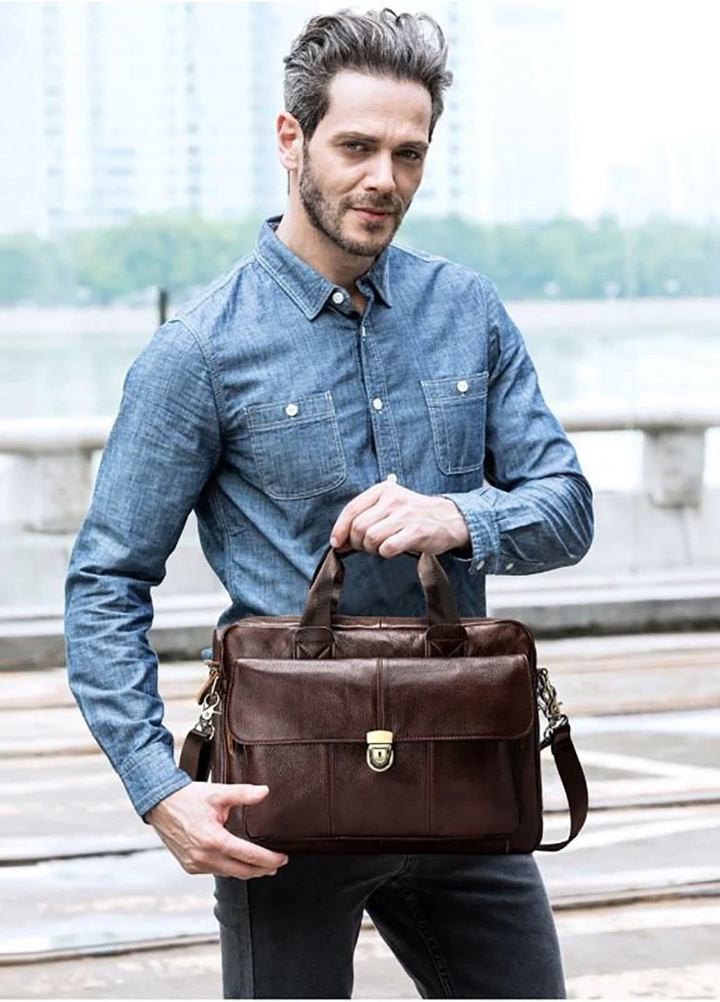 Чоловіча шкіряна сумка 24х35х7 см Vintage (229460145)