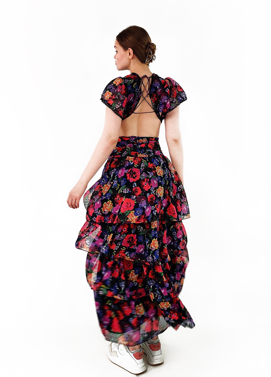 Комбинированное кэжуал платье с открытой спиной Boohoo с цветочным принтом