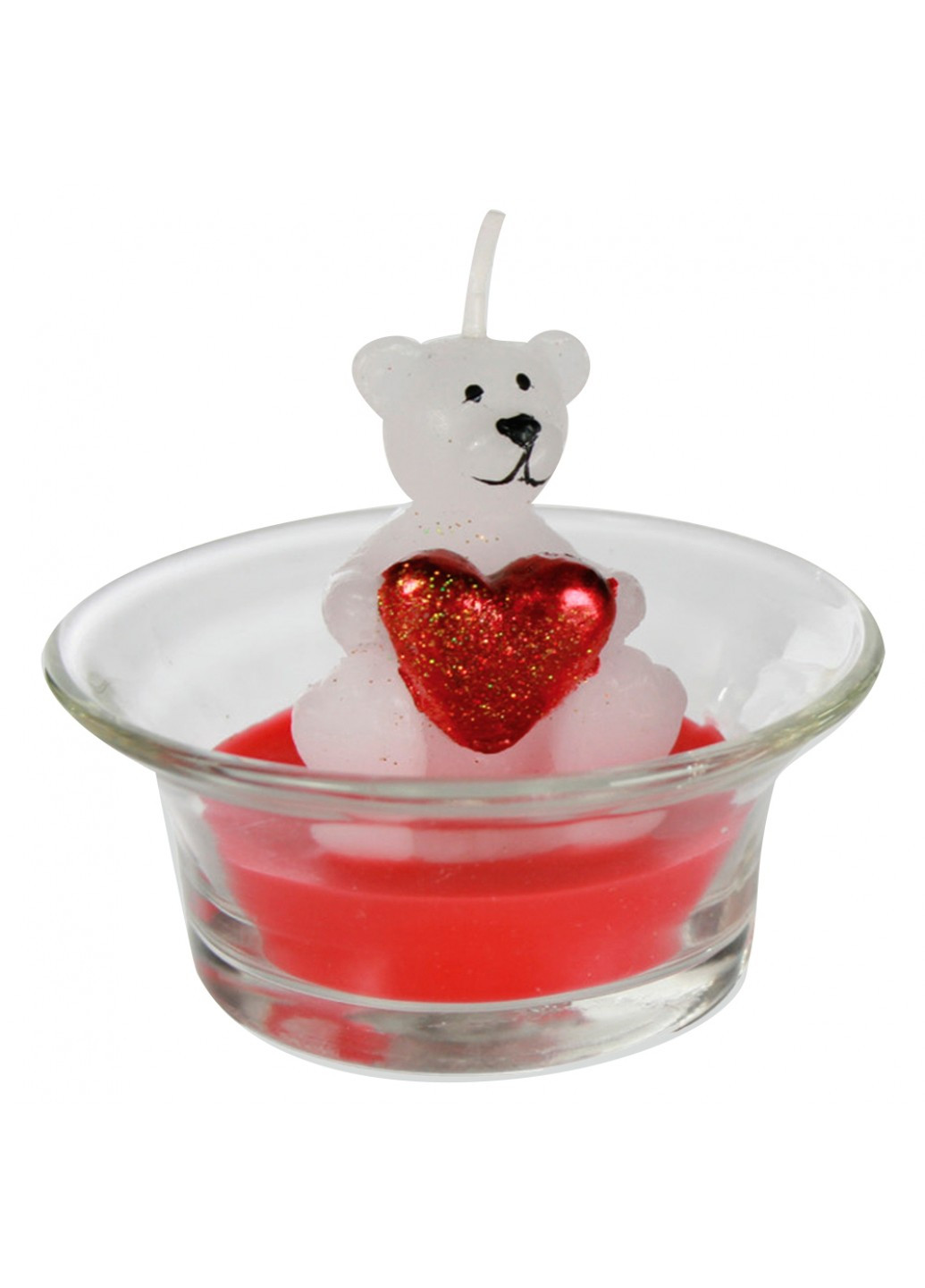 Свеча в стакане "Мишка с сердцем" белый OOTB (210539211)