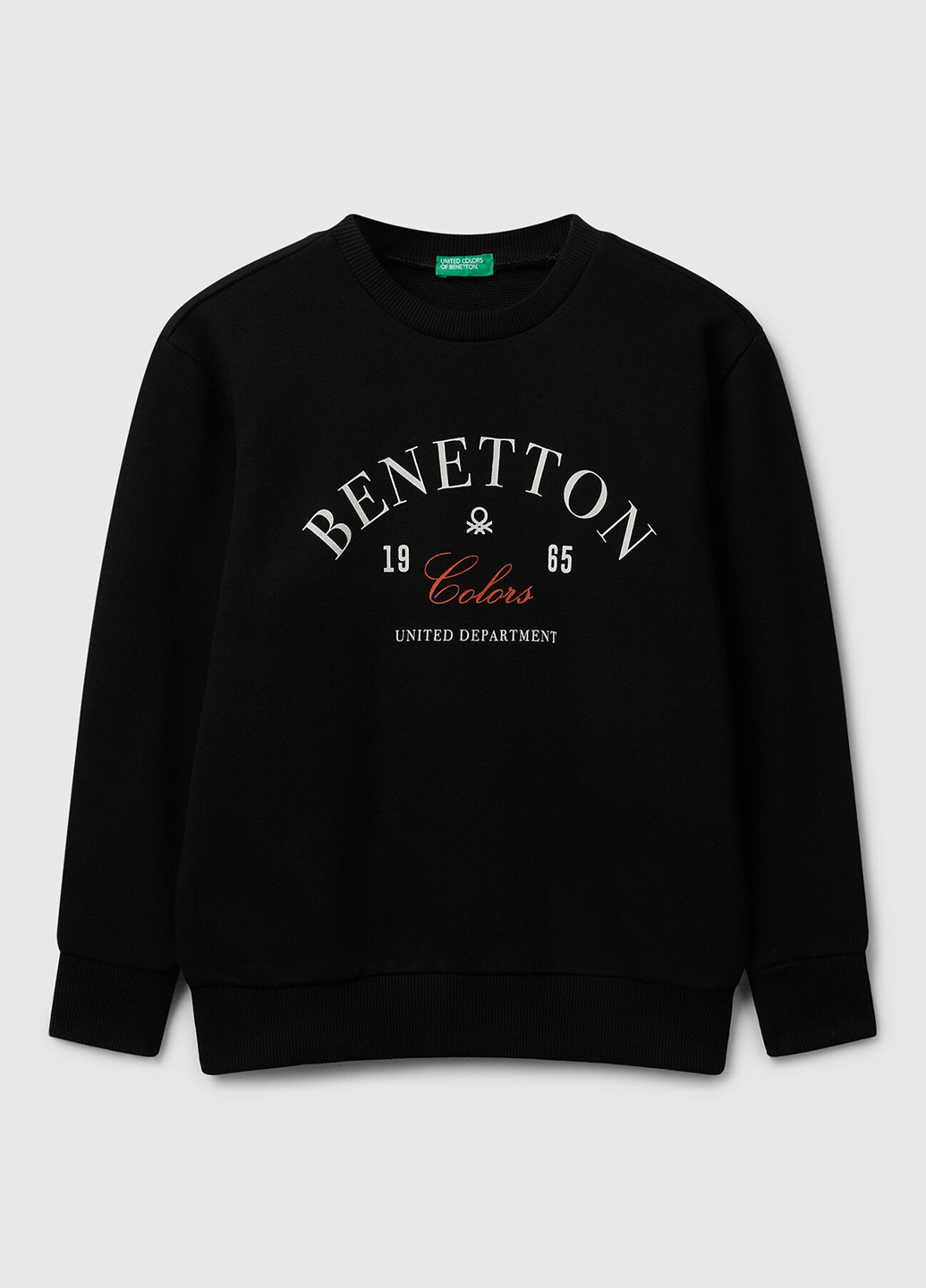 United Colors of Benetton свитшот надпись черный кэжуал хлопок, трикотаж
