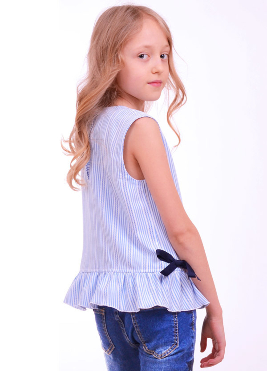 Голубая в полоску блузка Luxik летняя