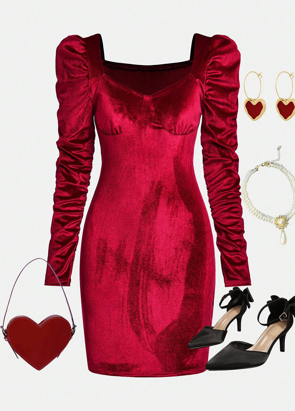 Бордова сукня SHEIN (331738891)