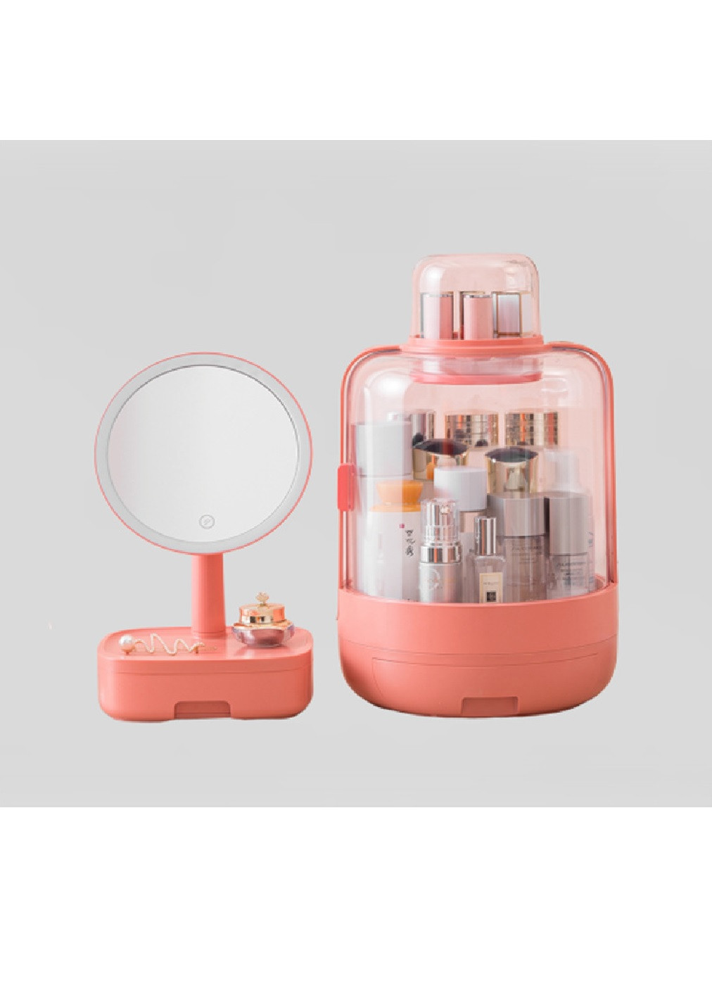 Набір для макіяжу органайзер для косметики із дзеркалом з LED підсвічуванням (472956-Prob) Рожевий Francesco Marconi (252629235)