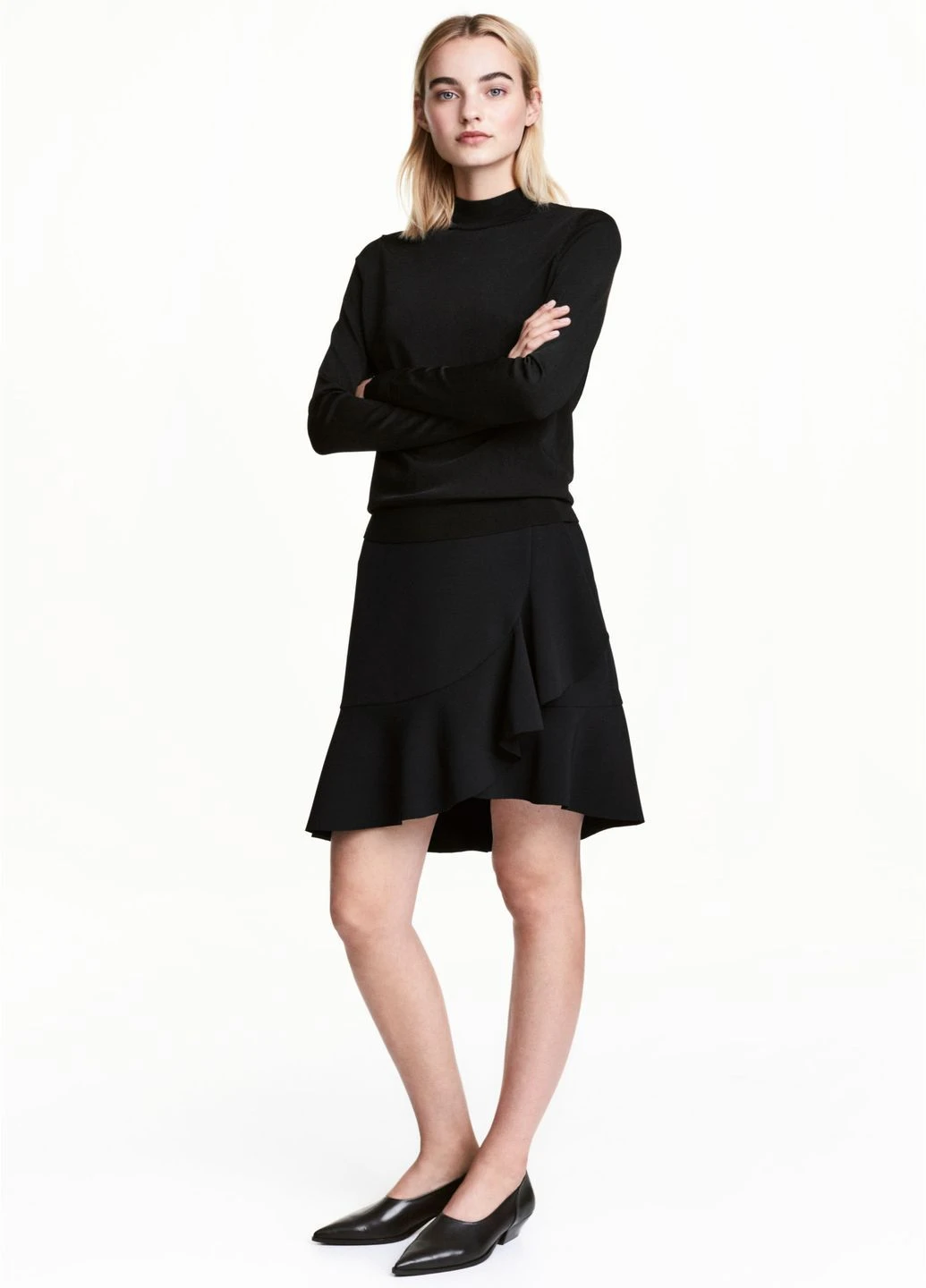 Черная однотонная юбка H&M