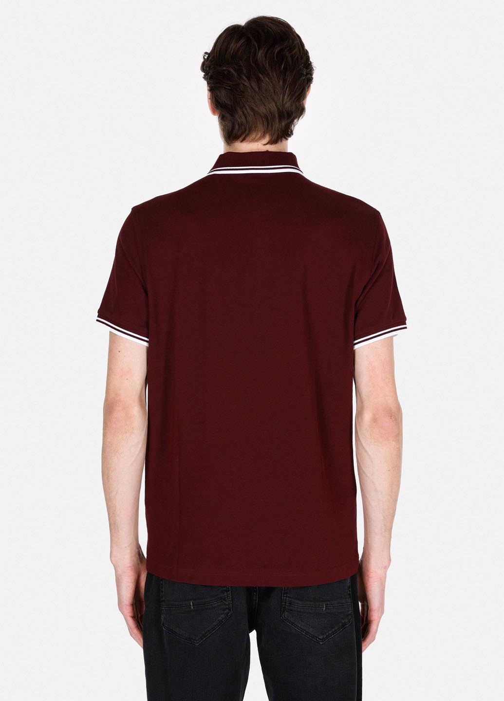 Бордовая футболка-поло для мужчин Colin's однотонная