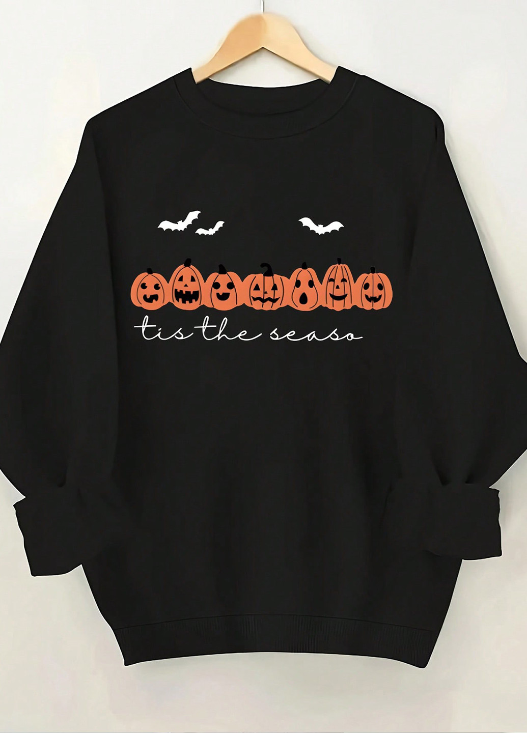 Черный свитшот SHEIN рисунок без декора (365220217)