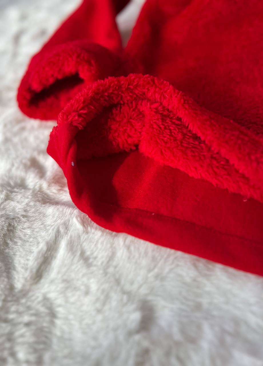 Червона зимня махрова тепла піжама кофта + брюки Vakko