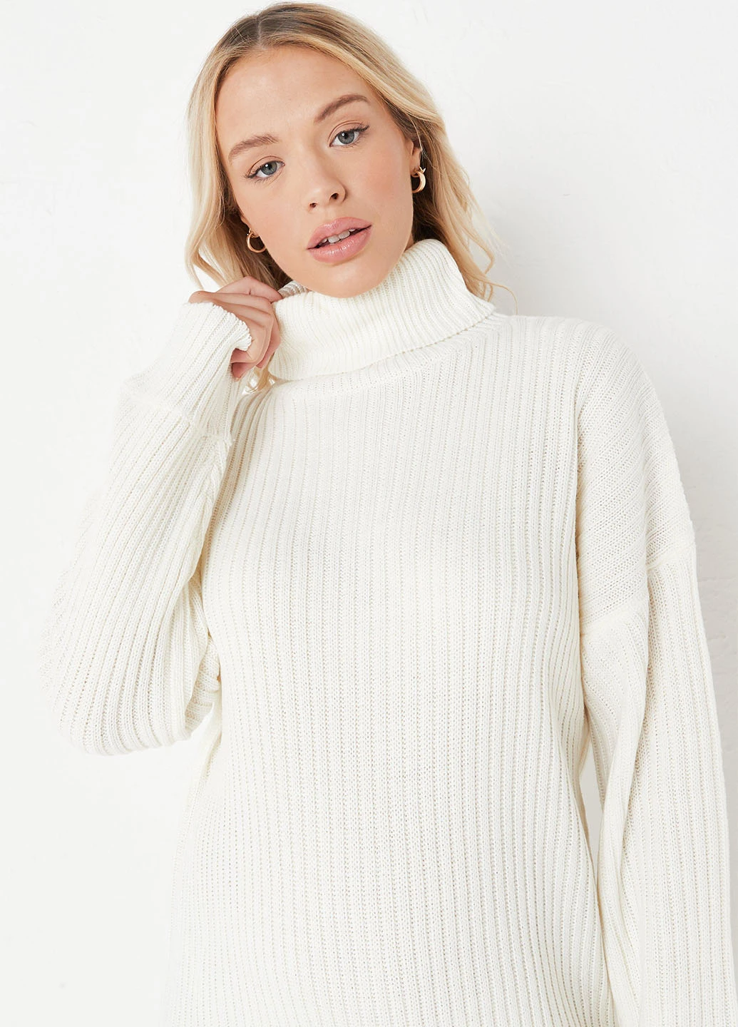 Молочное кэжуал платье платье-свитер Missguided однотонное