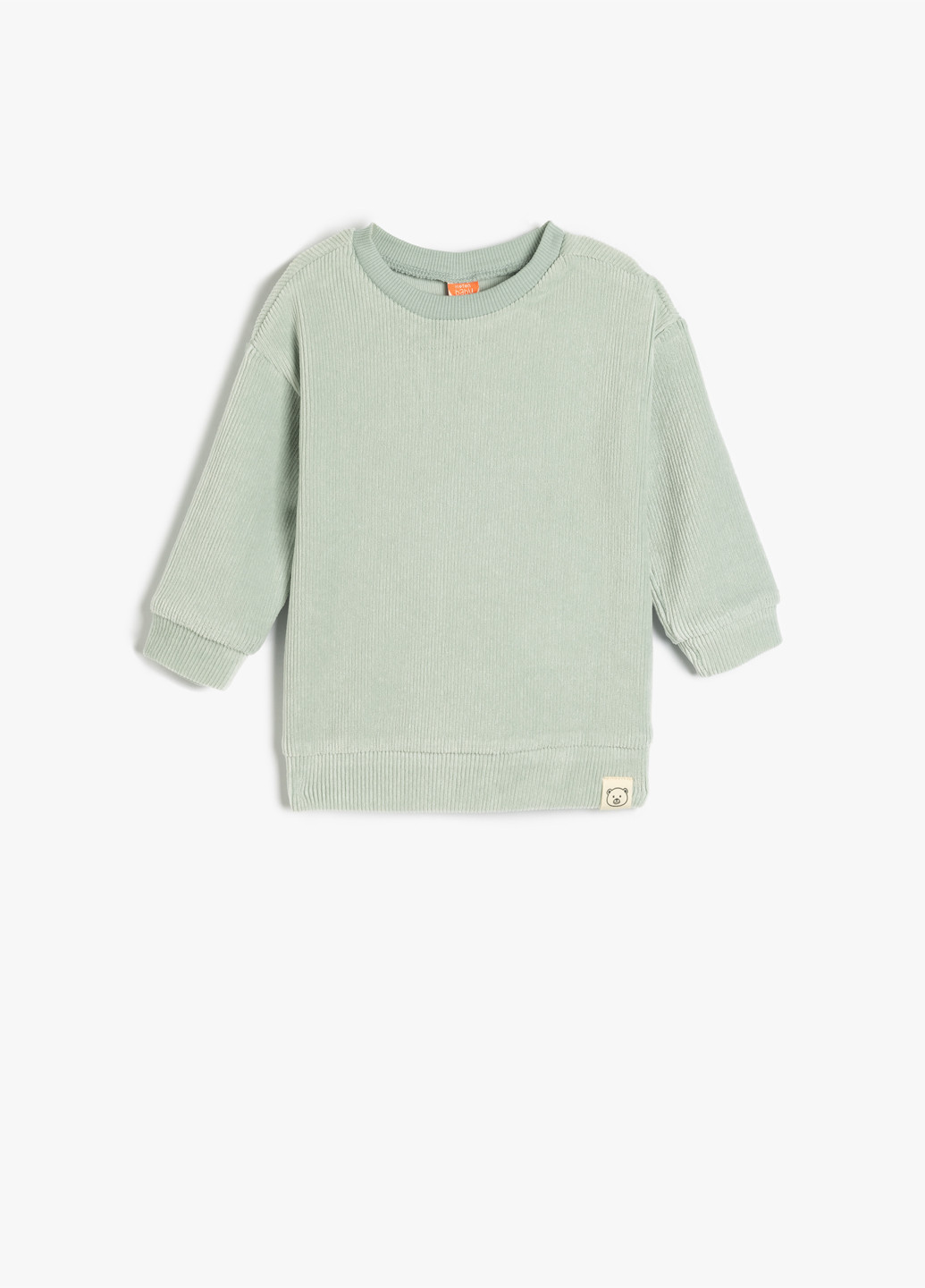 KOTON світшот однотонний фісташковий кежуал бавовна, вельвет