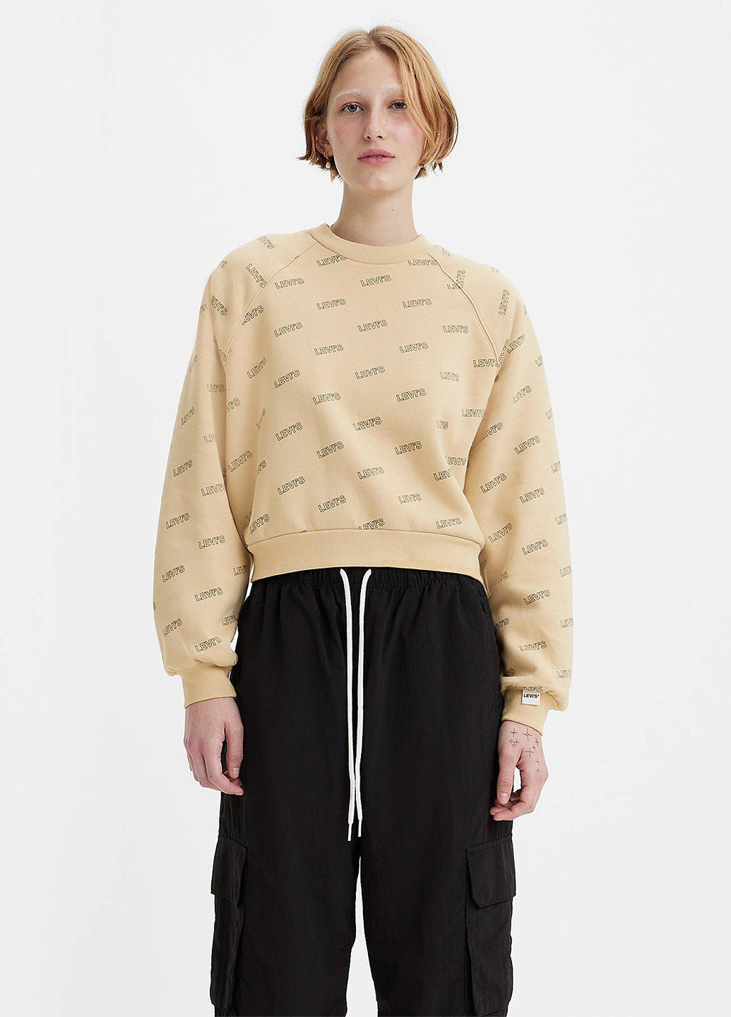 Бежевый свитшот Levi's логотип без декора (295133081)