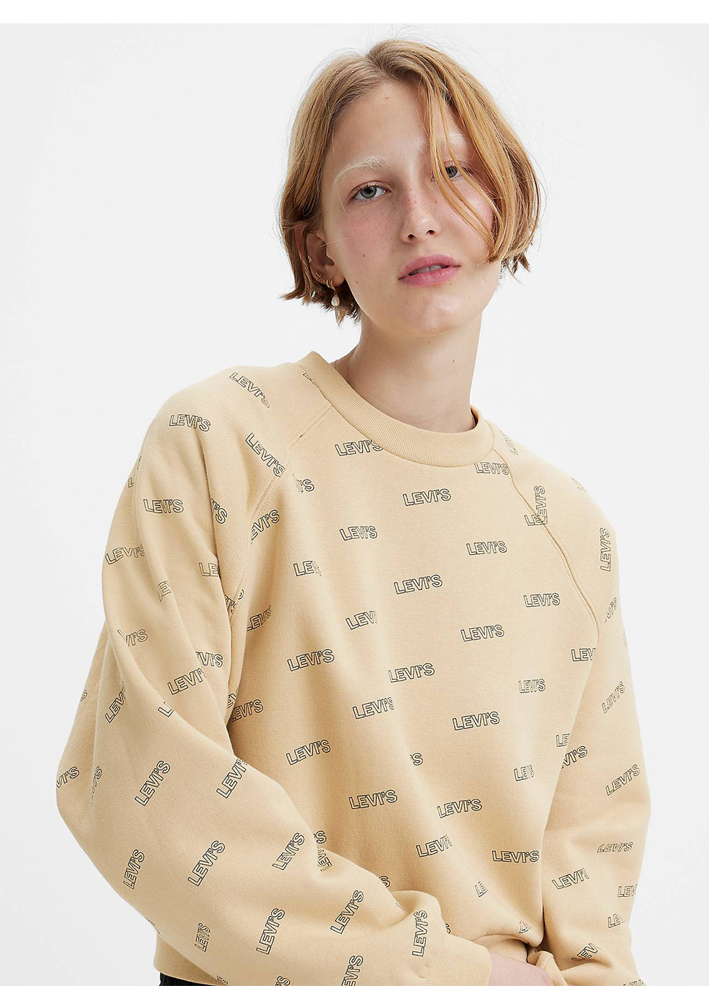 Бежевый свитшот Levi's логотип без декора (295133081)
