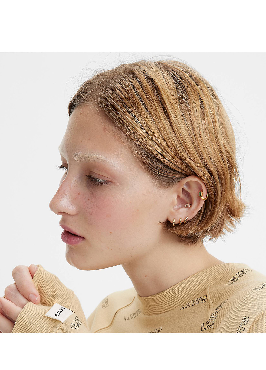 Бежевый свитшот Levi's логотип без декора (295133081)