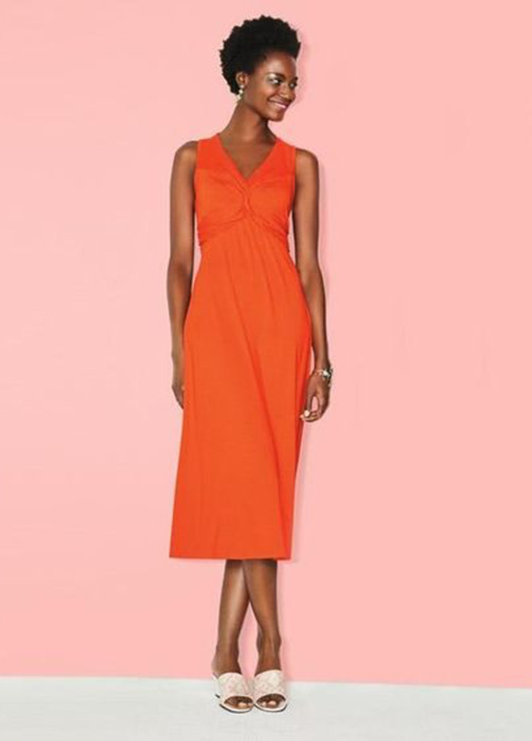 Оранжевое кэжуал платье клеш Signature Collection однотонное