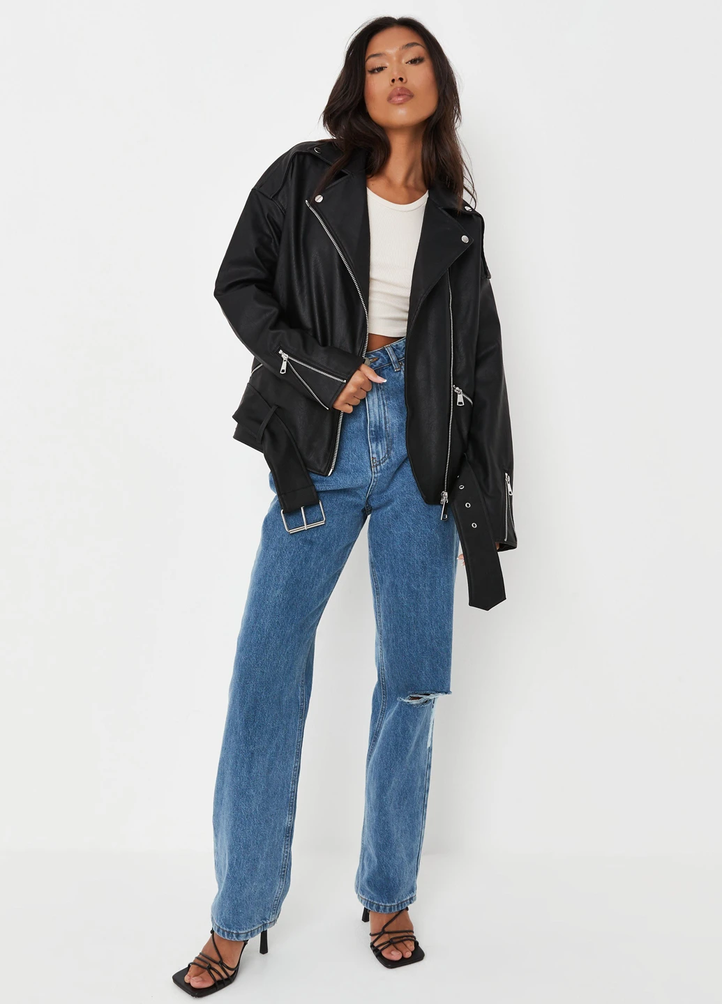 Чорна демісезонна куртка косуха Missguided