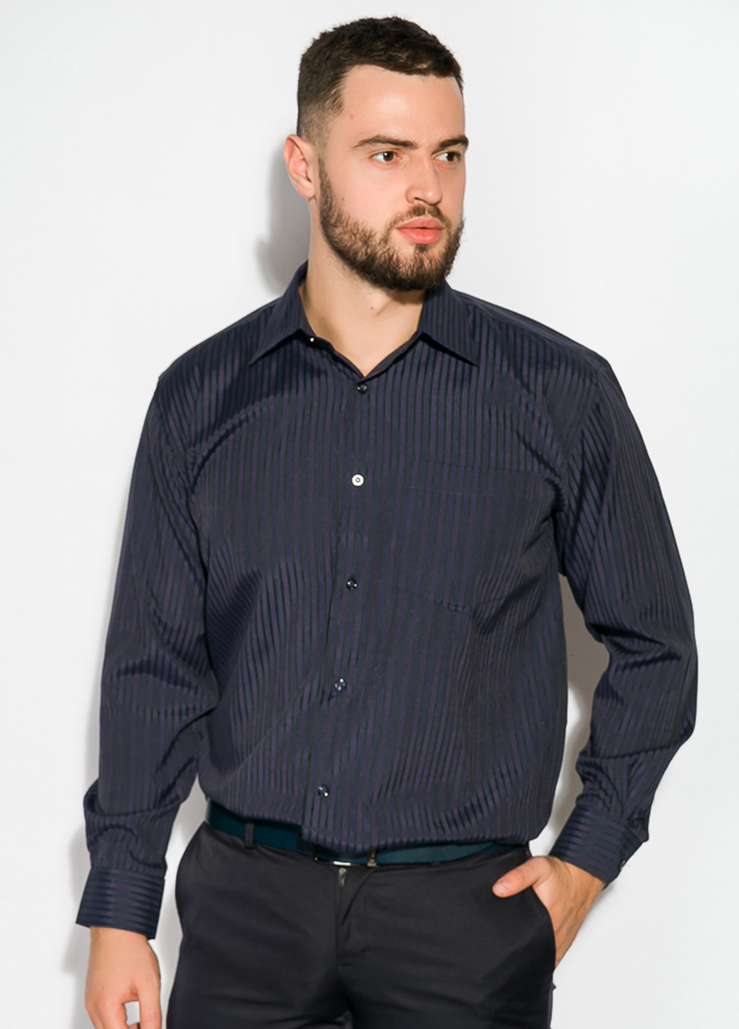 Темно-синяя кэжуал рубашка в полоску Time of Style
