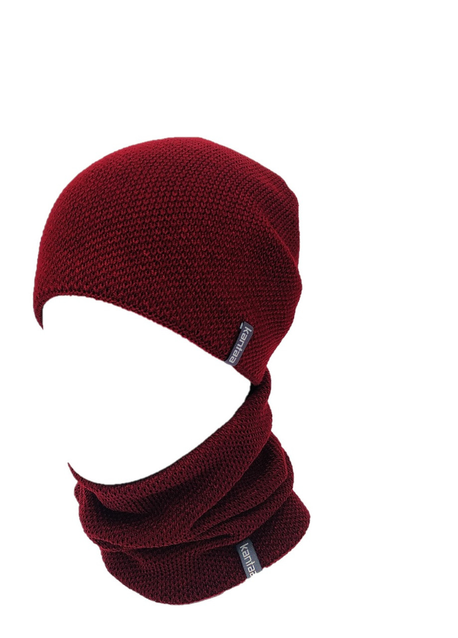 Комплект вязаная шапка со снудом на флисе Канта (240992014)