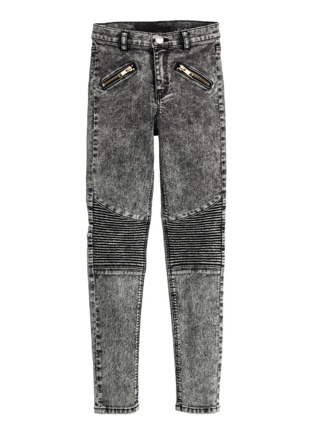 Серые демисезонные зауженные джинсы H&M