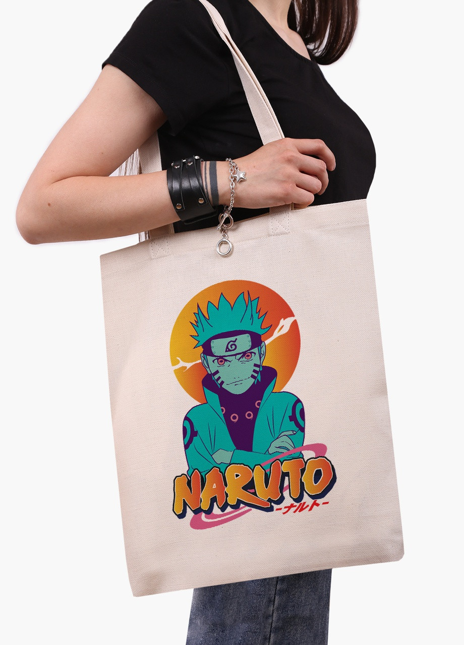 Эко сумка шоппер белая Наруто Узумаки (Naruto Uzumaki) (9227-2631-WT-1) экосумка шопер 41*35 см MobiPrint (215977536)